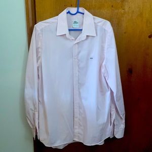 Lacoste Pink/white striped dress shirt size 42 regular